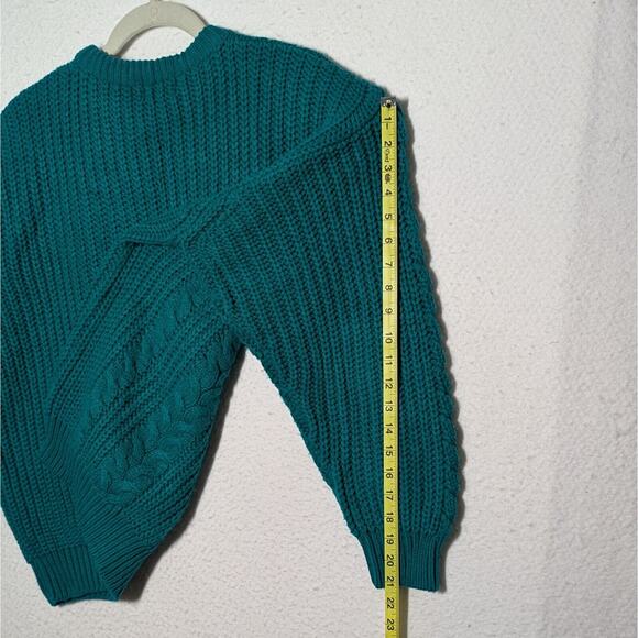 Vtg Gerard Works Sweater Women Medium Green Cable Knit Chunky Retro - Picture 4 of 7